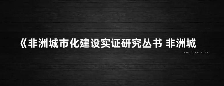 《非洲城市化建设实证研究丛书 非洲城市的发展与空间结构 》杨永春 编 2016 